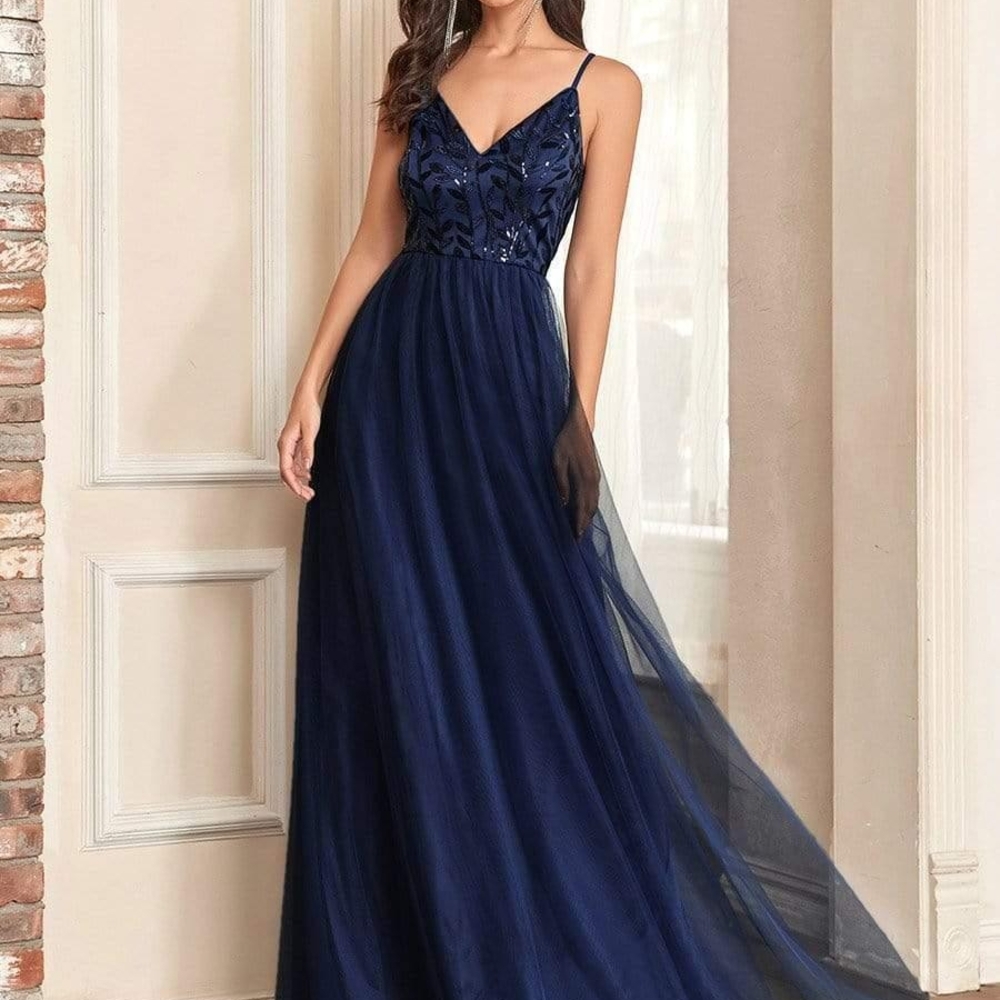 Elegant Navy Blue Evening Gown